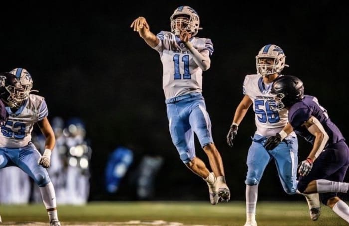 Kaleb Annett gets some air while passing down field in a recent game.